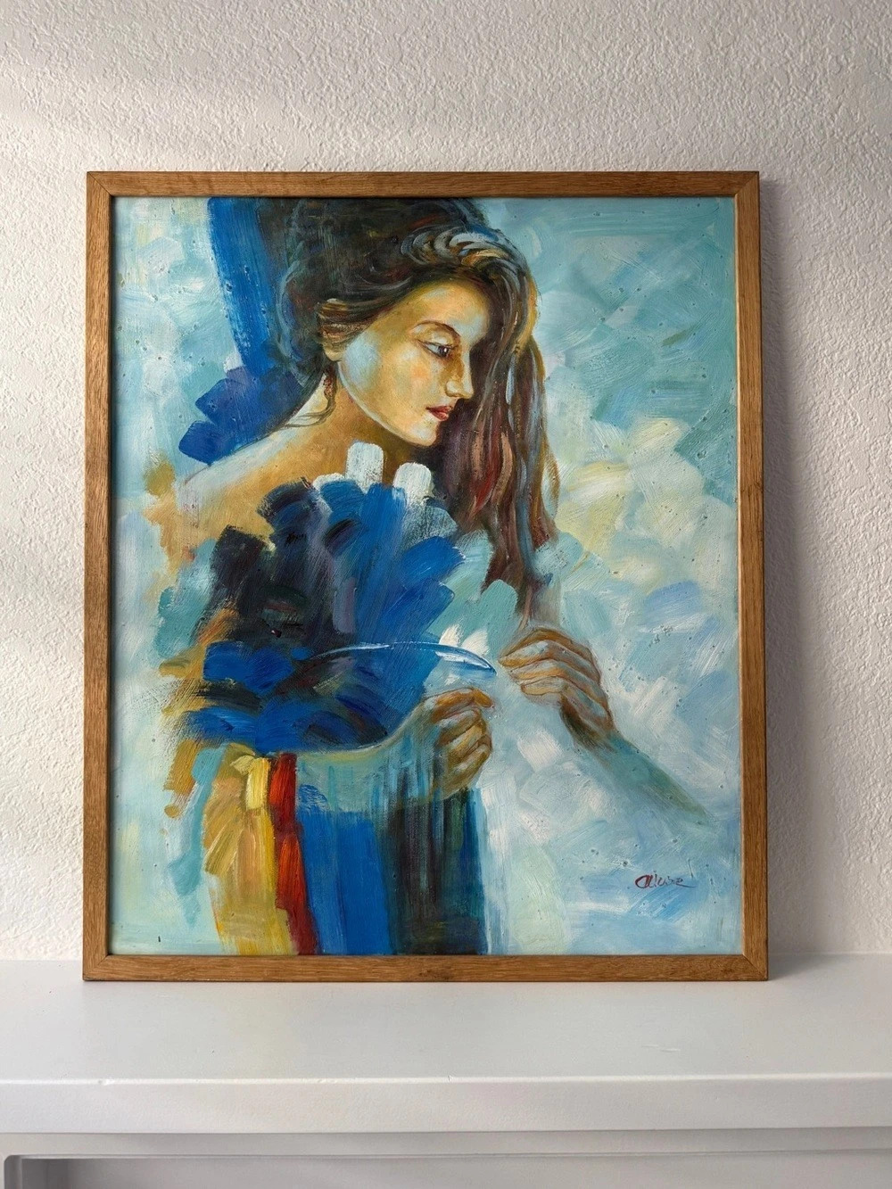 Original Vintage Oil Painting Portrait of Woman – Framed, Sourced from England